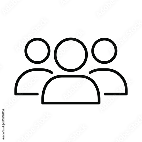 Minimalist outline icon representing a diverse team or group ready for collaboration and networking
