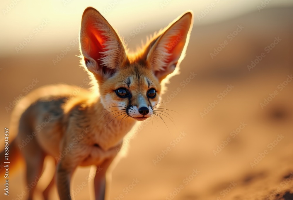 Fototapeta premium Alert Fennec Fox Large Ears Observant Desert Creature Sensing Surroundings