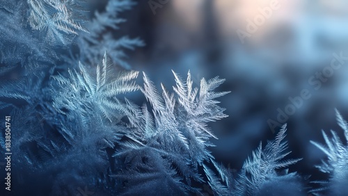 Blue Winter Frost Feather Texture