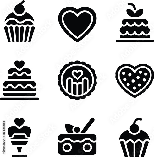 Collection of sweet treats and desserts icons
