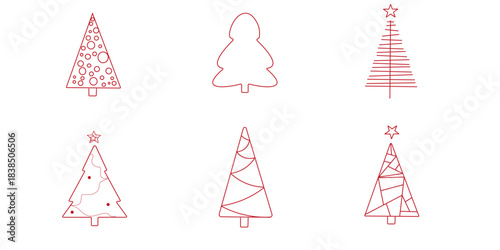  Collection of Line Art Christmas Trees for Holiday Designs