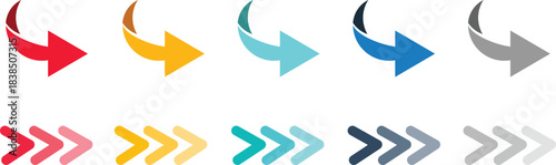 Arrow set icon. Colored arrow symbols. Arrow isolated vector graphic elements. arrow marker is isolated on a transparent background.