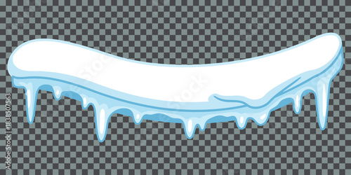 Fluffy Cartoon Snow Cloud With Small Icicles Vector Illustration Winter Weather Symbol And Floating Game Platform Isolated On Transparent Background