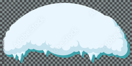 Blue Cartoon Snow Cloud With Hanging Icicles Vector Illustration Isolated Floating Weather Symbol Or Game Level Platform Asset For Winter Design