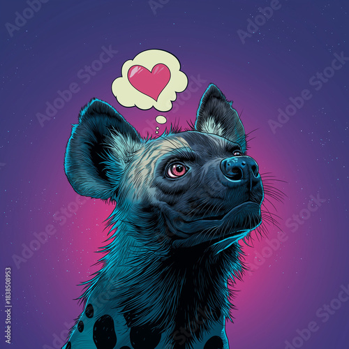 Hyena thinking about love / Heart in a Thought Bubble 