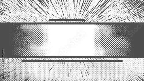 Three horizontal bands of grayscale dot patterns with varying density and size halftone texture 