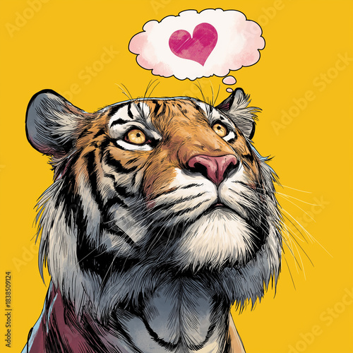 Tiger thinking about love / Heart in a Thought Bubble 