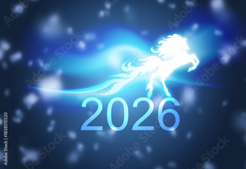 New year symbol 2026 fire horse on dark