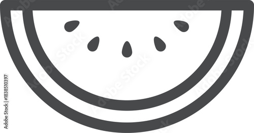 Minimalist Vector Graphic of a Juicy Watermelon Slice Icon for Refreshing Summer Food Concepts