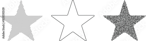 Three styles of fivepointed star graphic
