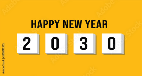 Happy New Year 2030 Block Number Vector Illustration