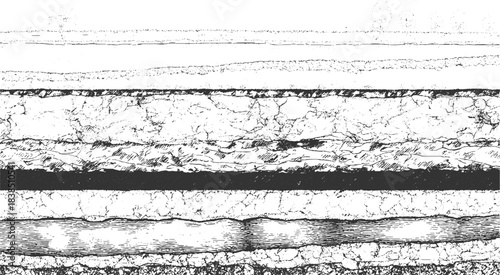 Black and wave scratch line abstract pattern of layered geological strata and textured rock formations background.