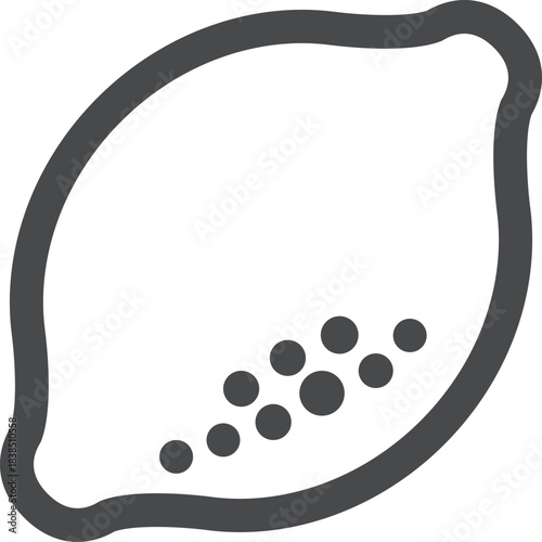 Simple Line Icon of a Lemon Fruit with Speckled Texture, Clean Graphic Design