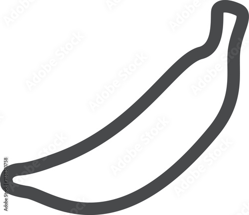 Minimalist Vector Outline Icon of a Ripe Banana, a Healthy Tropical Fruit Symbolizing Freshness and Natural Energy for Web and App Design