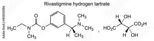 Rivastigmine hydrogen tartrate, chemical structure of rivastigmine hydrogen tartrate, drug substance