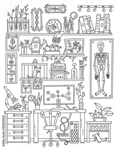 Biology Lab In Action And Coloring Book For Teens And Adults