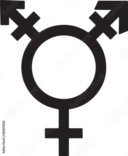 Black and white symbol representing the transgender community gender identity pride
