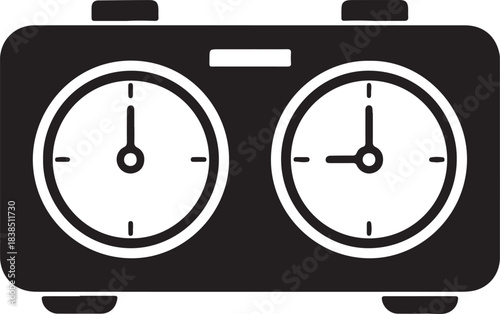 Monochromatic icon of a chess clock a precise timekeeping device for strategic board games