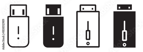 USB Drive Icon Vector Illustration for Technology, Data Storage, and Computer Design