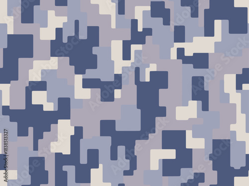 Full seamless light blue digital camouflage texture pattern. Usable for Jacket Pants Shirt and Shorts. Army textile fabric print. Geometric military camo. Vector illustration.