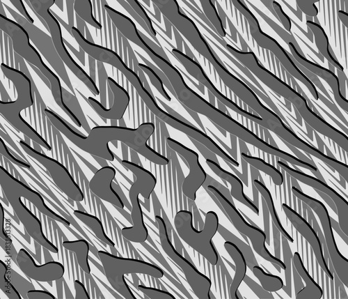 Full Seamless Tiger Zebra Pattern Texture Vector. Endless gray white cheetah design for dress fabric print.