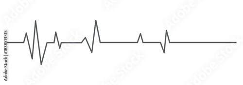 Simple black electrocardiogram line displaying a continuous heartbeat rhythm on a clean white background for medical and health concepts. Vector, illustration