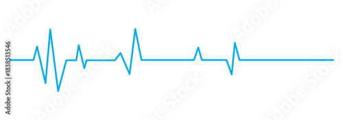 Simple black electrocardiogram line displaying a continuous heartbeat rhythm on a clean white background for medical and health concepts. Vector, illustration