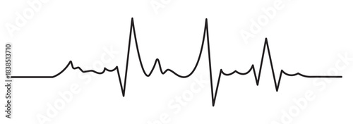 Three lines displaying varying heartbeat wave patterns, the bottom line ends with two connected heart outlines