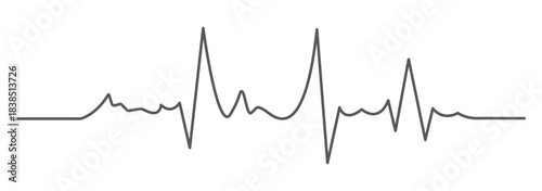 Three lines displaying varying heartbeat wave patterns, the bottom line ends with two connected heart outlines