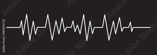 Three lines displaying varying heartbeat wave patterns, the bottom line ends with two connected heart outlines