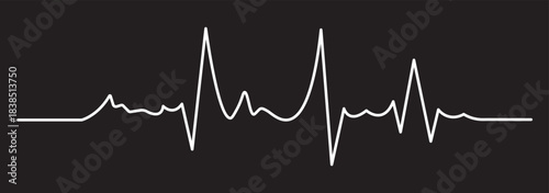 Heart rate pulse graph. Heartbeat icon. ECG, EKG test report. Electrocardiogram line symbol. Heart rhythm sign. Transparent png and vector illustration. 