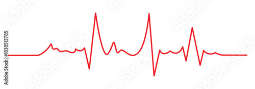 Heart rate pulse graph. Heartbeat icon. ECG, EKG test report. Electrocardiogram line symbol. Heart rhythm sign. Transparent png and vector illustration. 