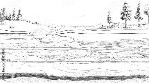 Abstract monochrome pattern of layered textures with organic shapes and dots vector. Black and white textured horizontal stripes with organic patterns and wavy lines abstract background 