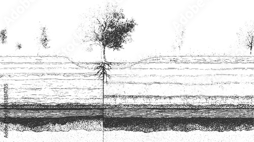 Black and white abstract pattern of layered geological strata and textured rock formations background. textured monochrome wave pattern with rough edges and grainy detail vector 