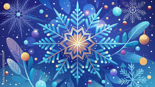 Very beautiful abstract Christmas and New Year holiday card featuring delicate snowflakes, soft dots, and elegant winter glow, creating a festive seasonal backdrop ideal for greetings, banners, and 