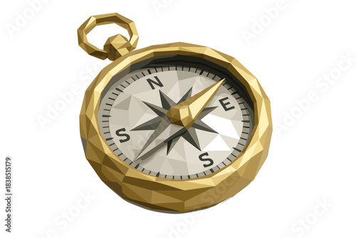 Golden geometric compass with eight-point star design