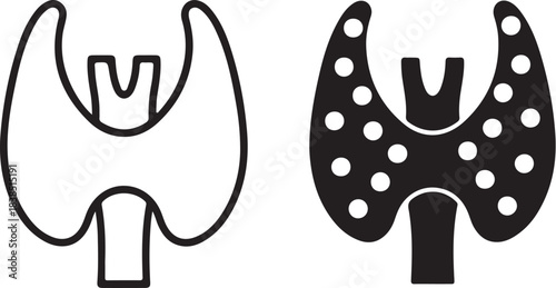 Outline and Silhouette of the Human Thyroid Gland anatomy medical on transparent background