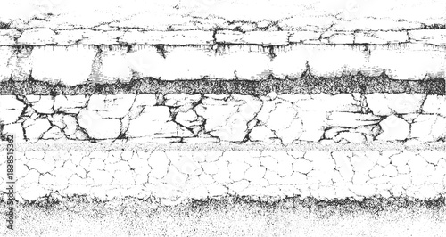 Detailed black and white illustration of folded geological strata and rock formations geology 