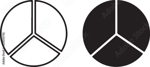 Two Pie Chart Slices One Outline One Filled Black segment circle on transparent background