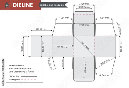 Box diecut, die cut, cardboard box dieline, box die-line, die-line, box dieline, dieline template - vector illustrations.