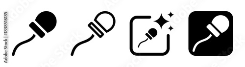 Sperm icon in black representing the male reproductive system, moving human anatomy and Y chromosome carrier on a transparent PNG vector illustration