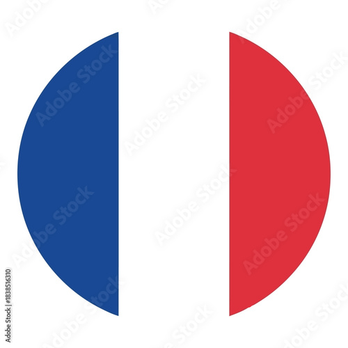 Circular french flag icon isolated on white background
