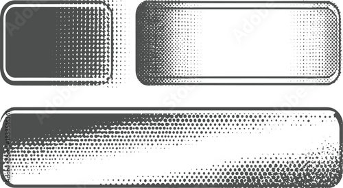 Three horizontal bands of grayscale dot patterns with varying density and size halftone texture