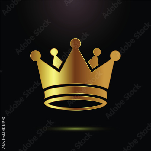 Elegant golden crown icon in a circular premium gold background