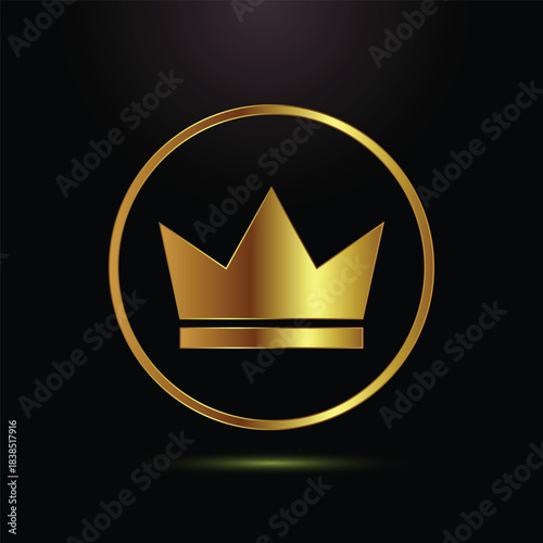 Golden crown icon in a circular frame symbolizing royalty success