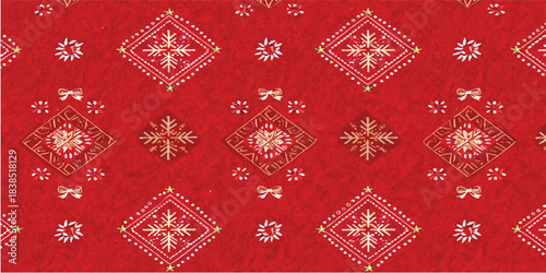 Red vintage ornate floral seamless gold textile fabric texture background