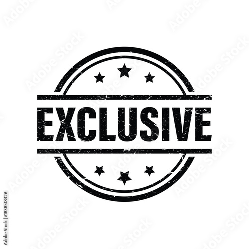 Black and white grunge stamp with the word exclusive