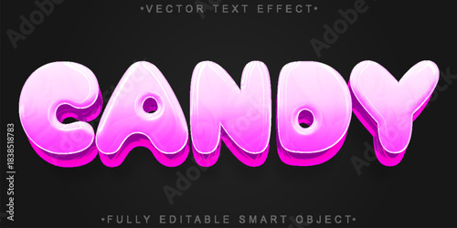 Candy Sugar Gum Sweet Treat Vector Fully Editable Smart Object Text Effect