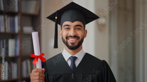 Happy Male Graduate Celebrating His Academic Achievement with a Diploma