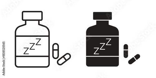 Sleeping pills icon line illustration background. icon concept vector